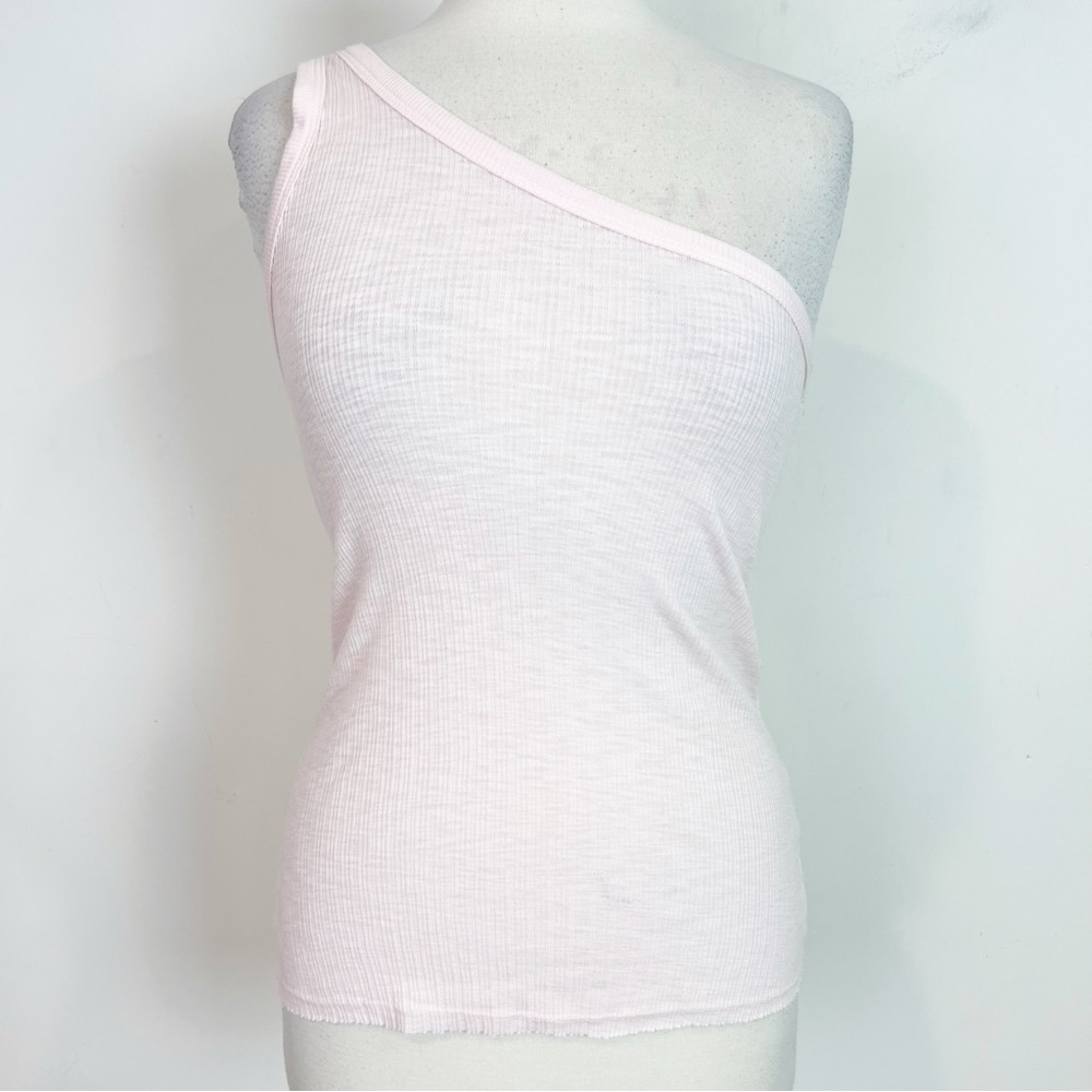 SUNDRY PINK RIBBED ONE SHOULDER TANK TOP WOMENS SZ 0 - Picture 2 of 6